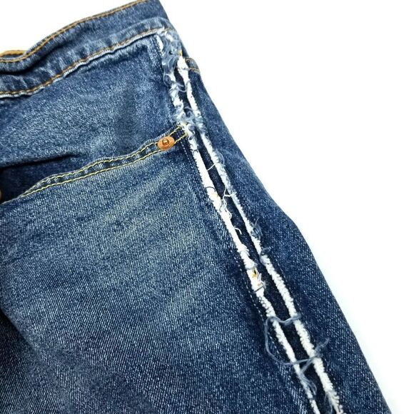 Levis CUSTOM 512 Slim Tapered Raw Hem Side Stripe Faded Denim Jeans Womens 10 - Picture 4 of 7